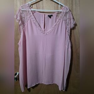 Torrid Pink Lace Trim Women's Top